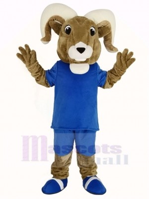 sport RAM avec Bleu T-shirt Mascotte Costume Adulte