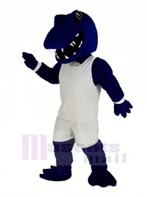 sport Bleu Alligator blanc Tenue de sport Mascotte Costume
