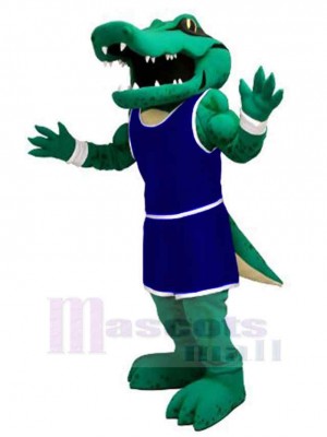 Pouvoir Alligator avec Bleu marin Uniforme Mascotte Costume Animal