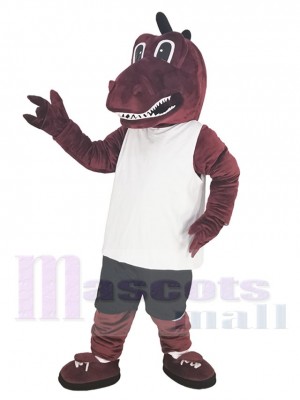 Athlète Dragon Rouge en T-shirt blanc Costume de mascotte