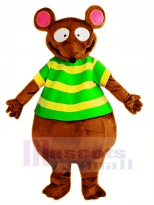 Marron Souris dans vert Mascotte Costume Animal