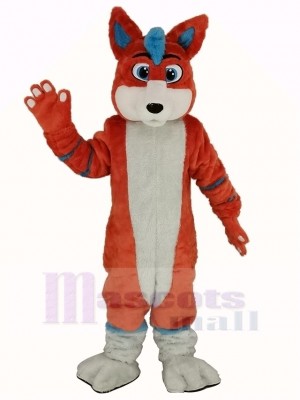 Orange et Bleu Rauque Chien Fursuit Mascotte Costume