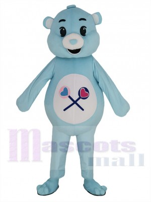 Bleu Ours d'amour Costume de mascotte Animal