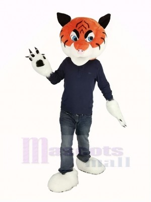 Orange Velu tigre Mascotte Costume Tête Seulement