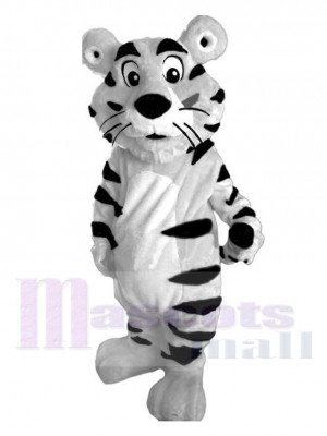 Mignon blanc tigre avec Noir Rayures Mascotte Costume