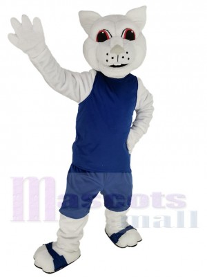 Écureuil blanc sportif Costume de mascotte Animal en maillot bleu