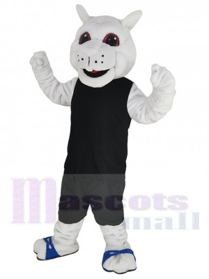 Écureuil blanc Costume de mascotte Animal en maillot de sport noir