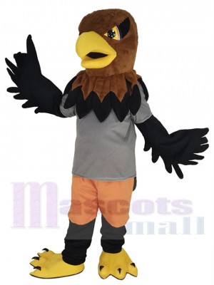 Tête brune faucon Mascotte Costume Animal en tee-shirt gris