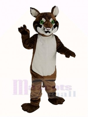 Marron Bobcats avec vert Yeux Mascotte Costume Animal