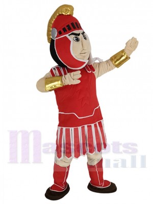 Chevalier de Troie Spartiate Rouge Costume de mascotte Personnes avec des brassards d'or