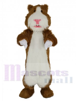 marron et blanc Hamster avec Rose Nez Mascotte Costume