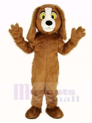 marron Velu Chien Mascotte Costume Animal