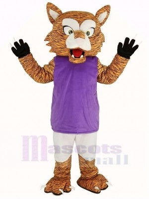 Chat sauvage avec Violet Gilet Mascotte Costume Animal