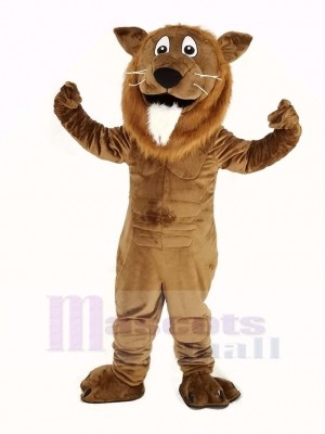 Marron Lion avec blanc Barbe Mascotte Costume Animal