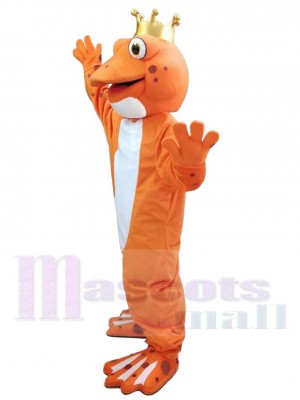 Grenouille orange porter couronne Mascotte Costume Animal