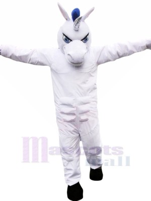 Blanc Muscle Cheval Mascotte Les costumes Dessin animé