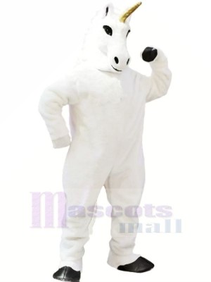 blanc Licorne Mascotte Costume Dessin animé
