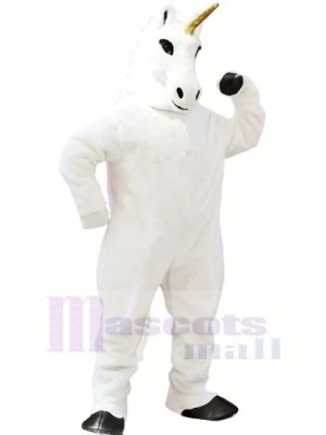 Blanc Licorne Mascotte Costume Dessin animé