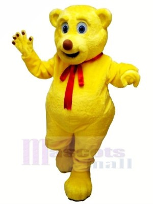 Jaune Mignonne Nounours Ours Mascotte Les costumes Dessin animé