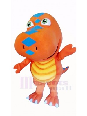 Orange Dinosaure avec Gros Les yeux Mascotte Costume Dessin animé