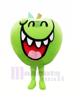 Marrant vert Pomme Fruit Mascotte Costume Dessin animé