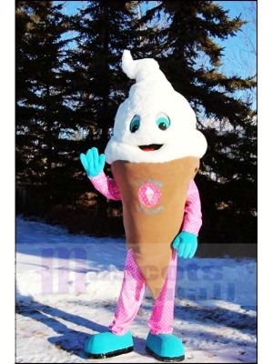 blanc La glace Crème Mascotte Costume Dessin animé