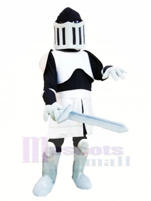 Cool Noir et argent Chevalier Mascotte Costume Gens