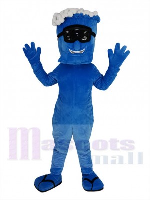 Bleu Vague avec Noir Lunettes Mascotte Costume