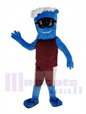 Bleu Vague dans Bordeaux gilet Mascotte Costume