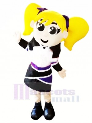 Pom-pom girl avec Jaune Cheveux Mascotte Costume Gens