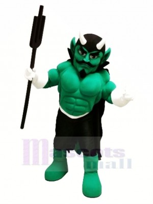 vert Muscle Diable Mascotte Costume Dessin animé