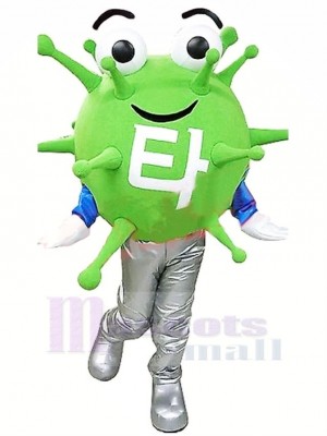 Vert Virus Mascotte Costume Dessin animé
