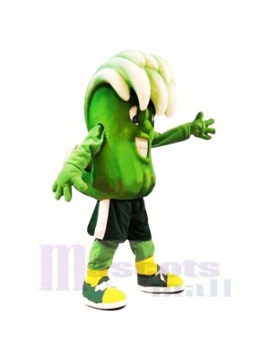 Drôle vert Vague Mascotte Costume Dessin animé