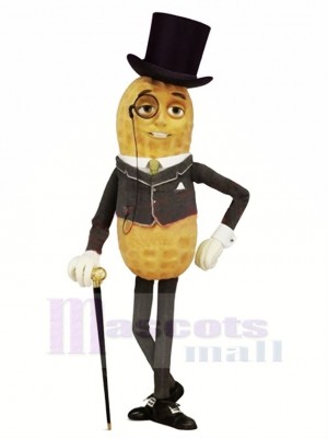 Beau Monsieur Cacahuète avec Chapeau Mascotte Costume Dessin animé