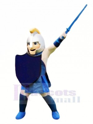 Courageux guerrier dans Bleu Mascotte Costume Gens