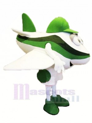 Vert et blanc Avion Mascotte Costume Dessin animé