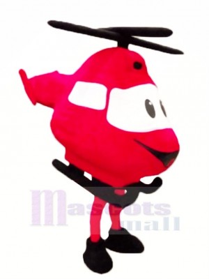 Haute Qualité rouge Hélicoptère Mascotte Costume Dessin animé