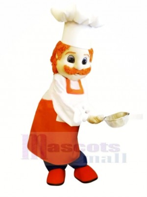 Chef Homme dans Orange Mascotte Costume Personnes
