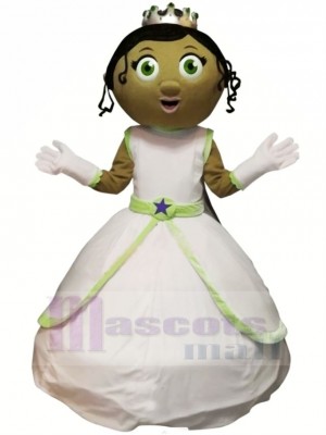 Princesse avec vert Yeux Mascotte Costume Dessin animé