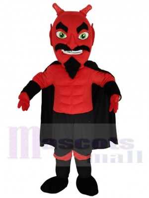 diable Rouge Costume de mascotte avec cape noire Dessin animé