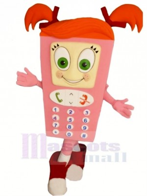 Rose Cellule Téléphone Mascotte Costume Dessin animé