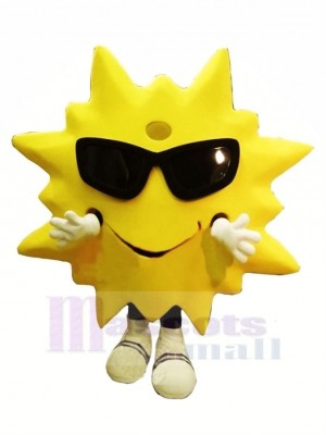 Cool Souriant Soleil Mascotte Costume Dessin animé
