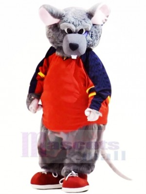 sport Gris Rat Mascotte Costume Dessin animé