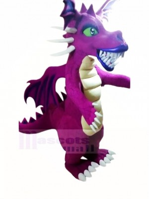 Féroce Violet Dragon Mascotte Costume Dessin animé