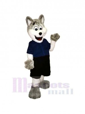 gris et blanc Police Chien Mascotte Costume Dessin animé