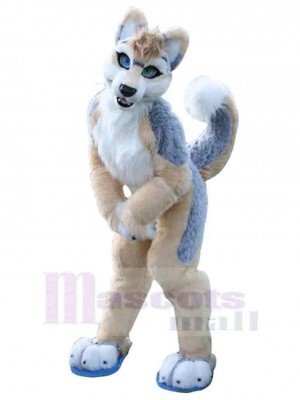 Marron et Gris Chien husky Costume de mascotte Animal