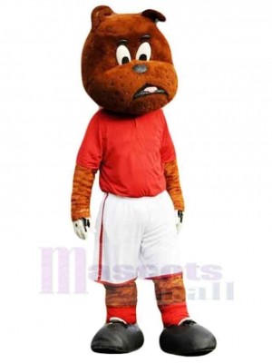 Bouledogue de football Costume de mascotte Animal en T-shirt rouge