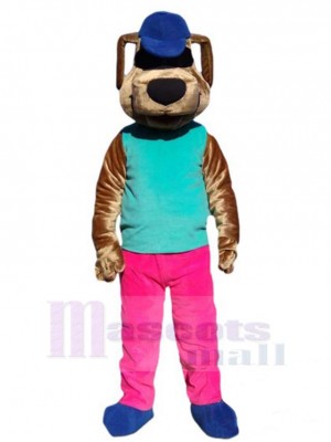Chien brun Costume de mascotte Animal avec un pantalon rose