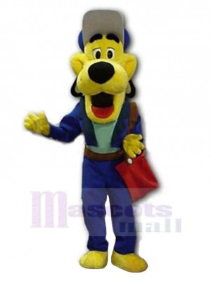 Chien jaune Costume de mascotte Animal en manteau bleu