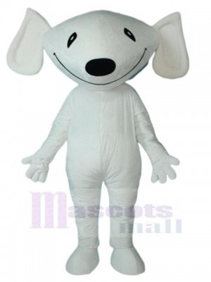 Chien blanc comique Costume de mascotte Animal avec de grandes oreilles